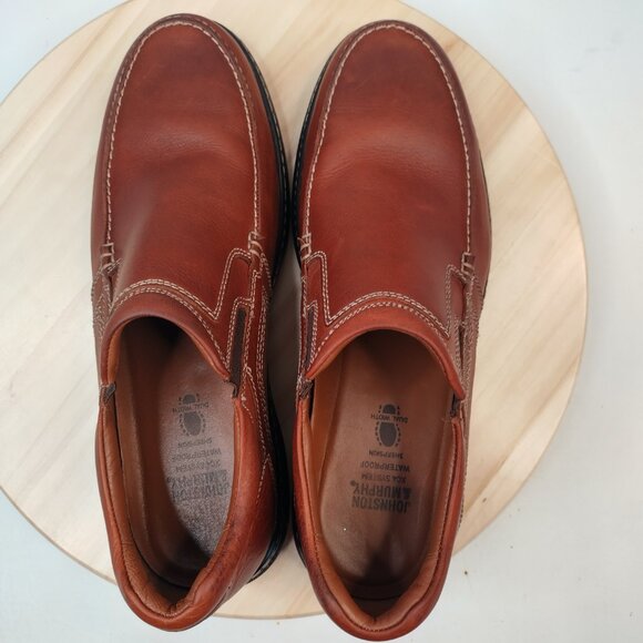 Johnston & Murphy Colvard Moc Toe Venetian Cognac Waterproof Loafer Men US 10M - Picture 7 of 14